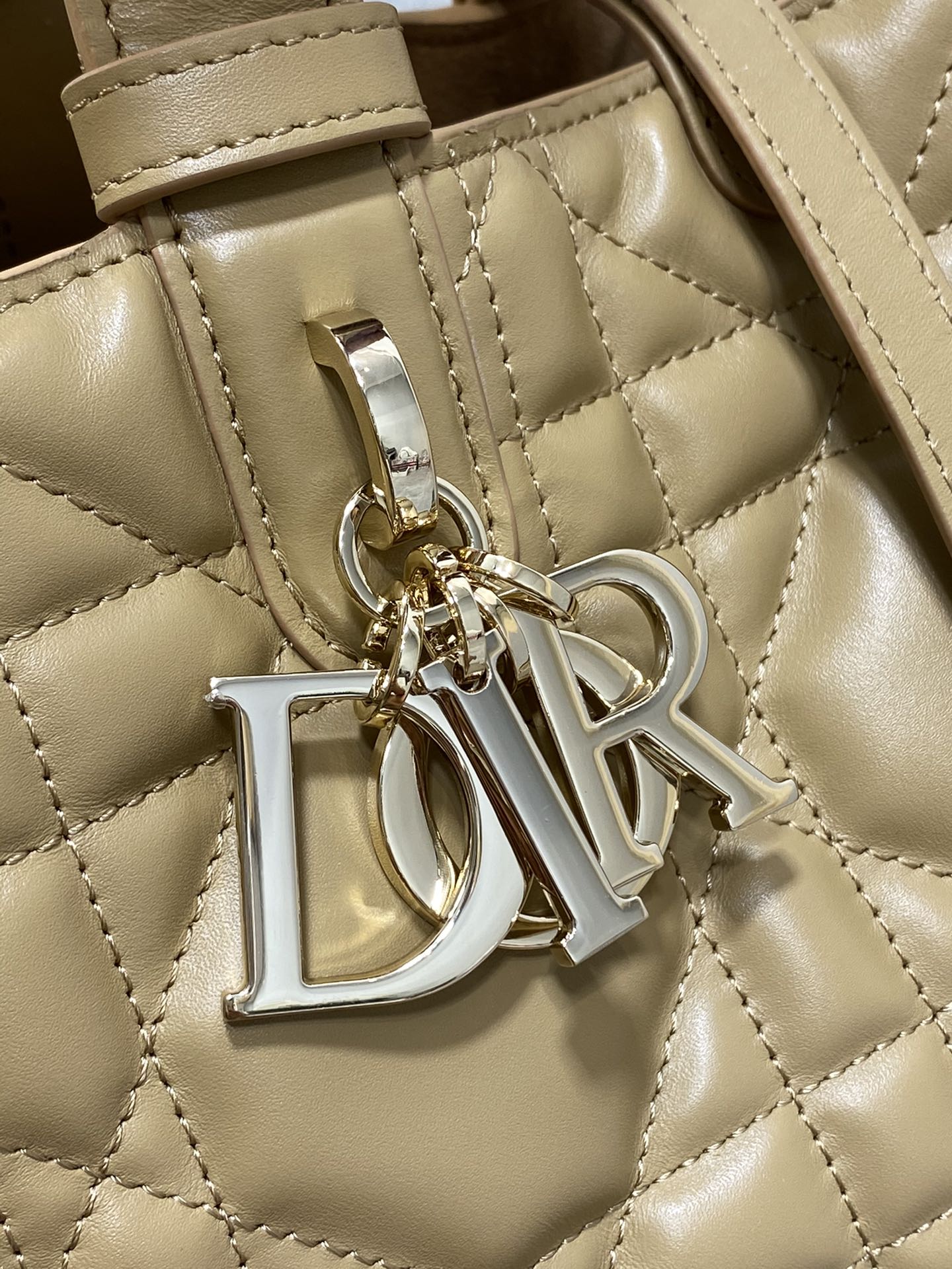 Medium Dior Toujours Bag Apricot Macrocannage Calfskin